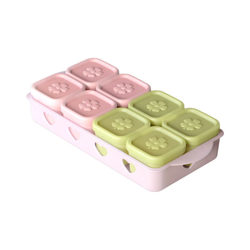 新款食品级硅胶辅食冰格模具宝宝辅食独立分装储存盒带盖防串味|undefined