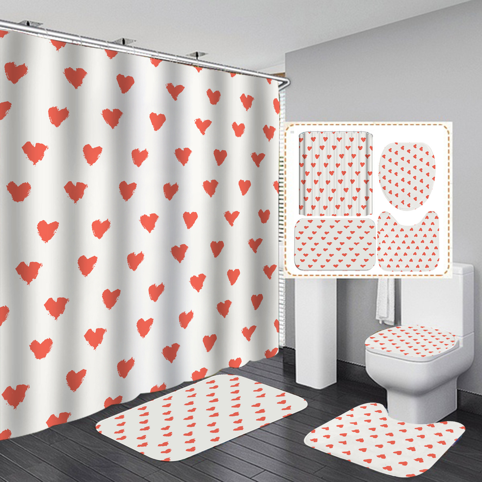 Cortina de ducha de comercio electrónico europeo y americano impermeable y a prueba de moho impresión digital cortina de ducha de baño de poliéster impermeable cortina de suministro directo de fábrica al por mayor