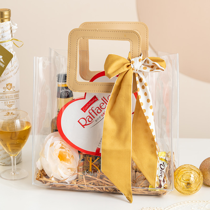 透明礼品袋PVC手提塑料方形苹果伴手礼袋春节礼品的袋子手提式
