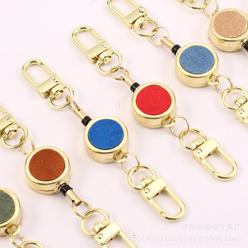 Business Metal Double Hook Telescopic Buckle with Card Holder Wholesale Logo Community Access Card Buckle Keychain Doctor Swipe Card