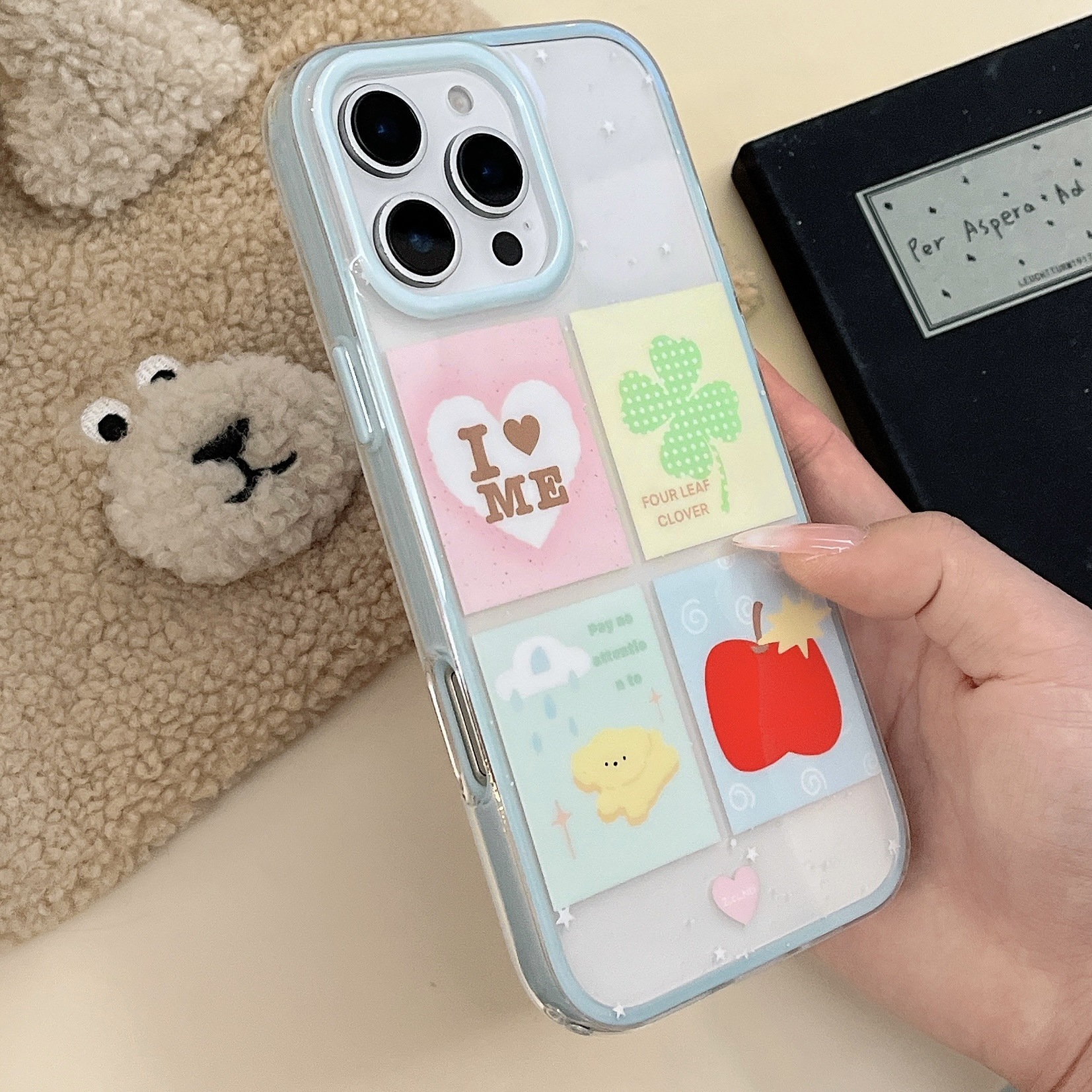 Pequeño perro fresco de cuatro cuadrados para iPhone16 funda para teléfono móvil 15ProMax pareja 14/13 verano 16PM