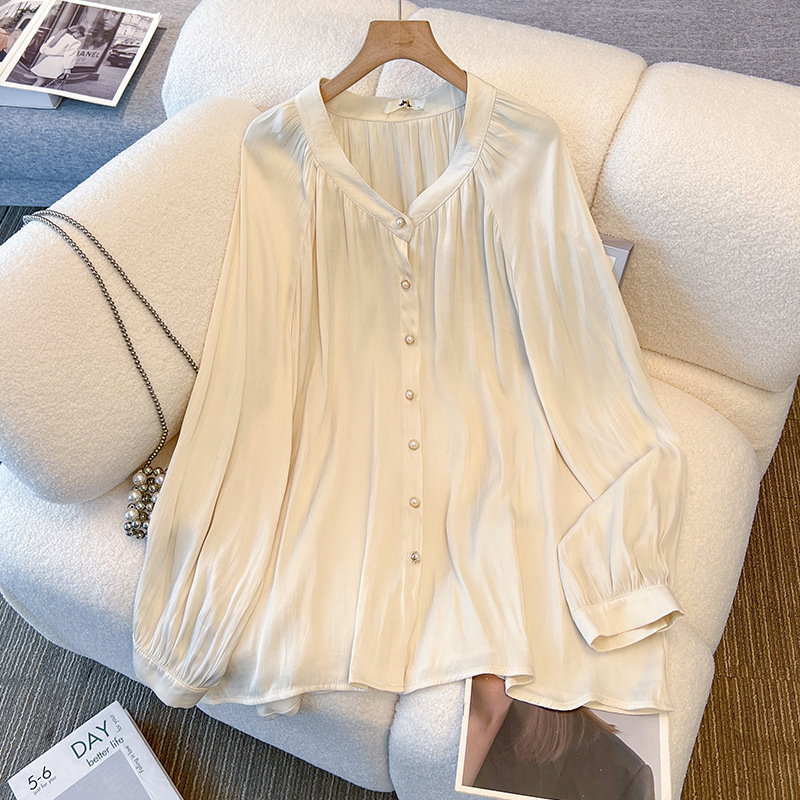 65-150kg Plus-size women's spring and autumn long-sleeve shirt with a stylish Hong Kong-inspired design, Korean-style cardigan