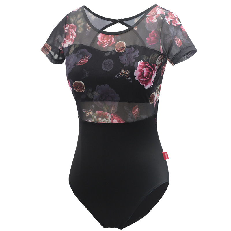 Ropa de práctica de la danza de las mujeres de danza China adulto elegante temperamento malla impresa mono ropa de danza clásica ropa de cuerpo