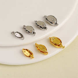 18k金保色插片插棒扣项链连接扣diy手链扣子扣头珍珠接头扣元宝扣