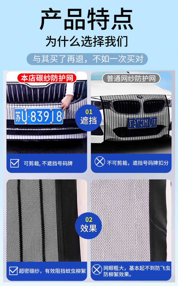 Car Water Tank Protective Net, Anti-Catkin and Willow Net, Flying Insect Dust Net, Car Insect-Proof Net, Willow Cotton Net Filter