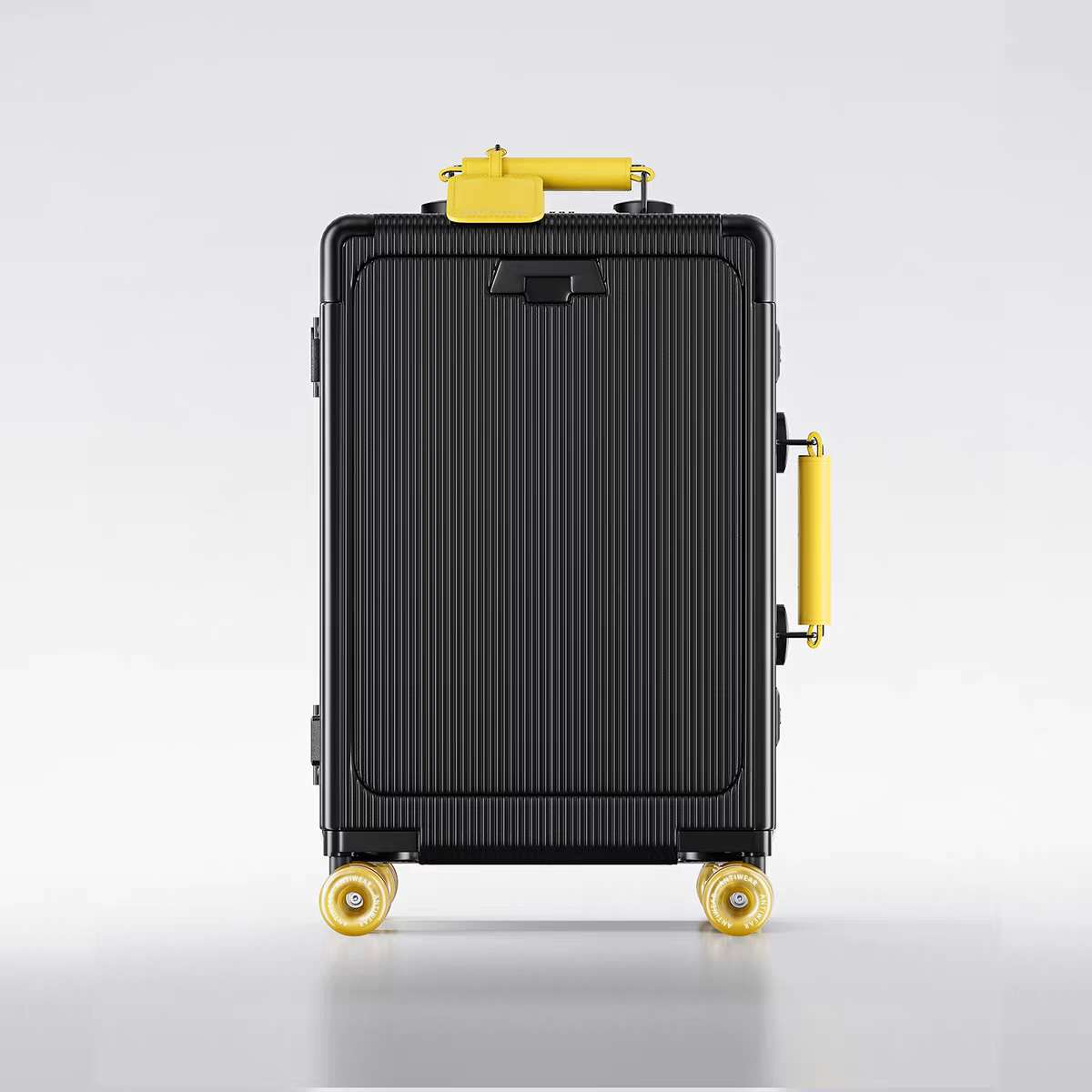 Black and yellow (front opening computer compartment - usb + typc charging port + infusion skating wheel)