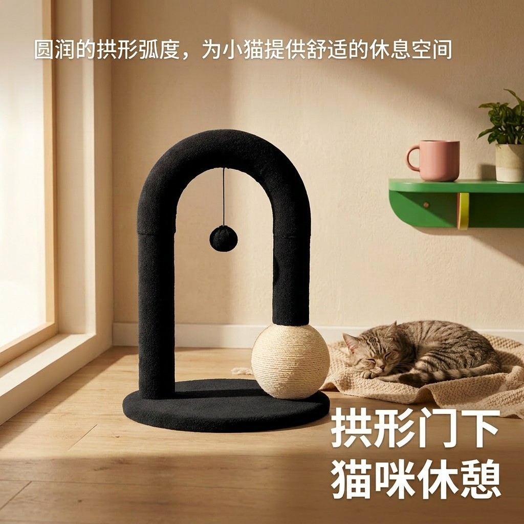 拱门猫抓柱猫咪diy麻绳猫爬架耐抓磨猫抓柱猫抓板磨爪绳子猫玩具