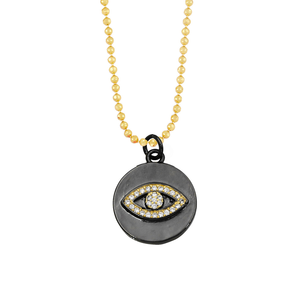 evil eye star moon geometric love zircon pendant necklace sweater chain