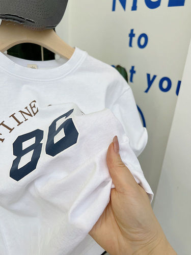 100%纯棉男女童字母短袖T恤儿童宝宝夏季新款简约休闲透气上衣