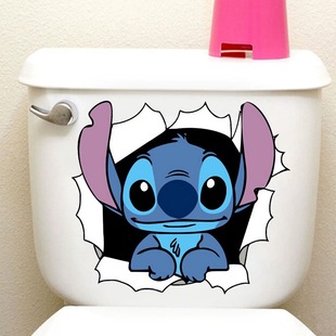 Temu Popular 3D Stitch Toilet Sticker Car Stereo Creative Animation Cartoon Sticker Stitch Stitch