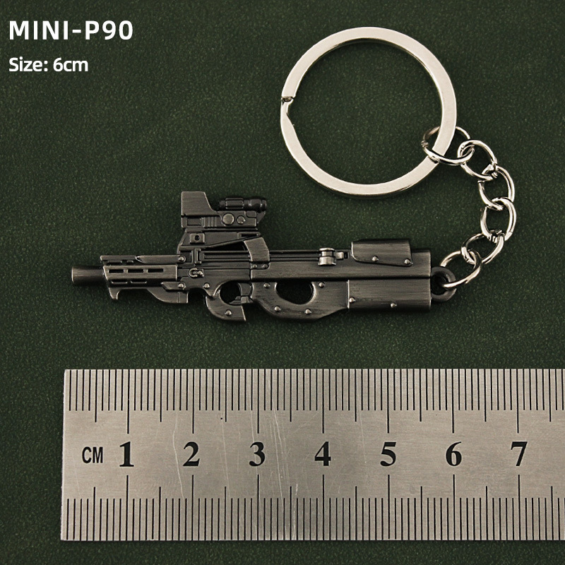 Mini colgante de pollo P90 S686 llavero de aleación de DP-28 metal modelo de pistola de juguete trinket