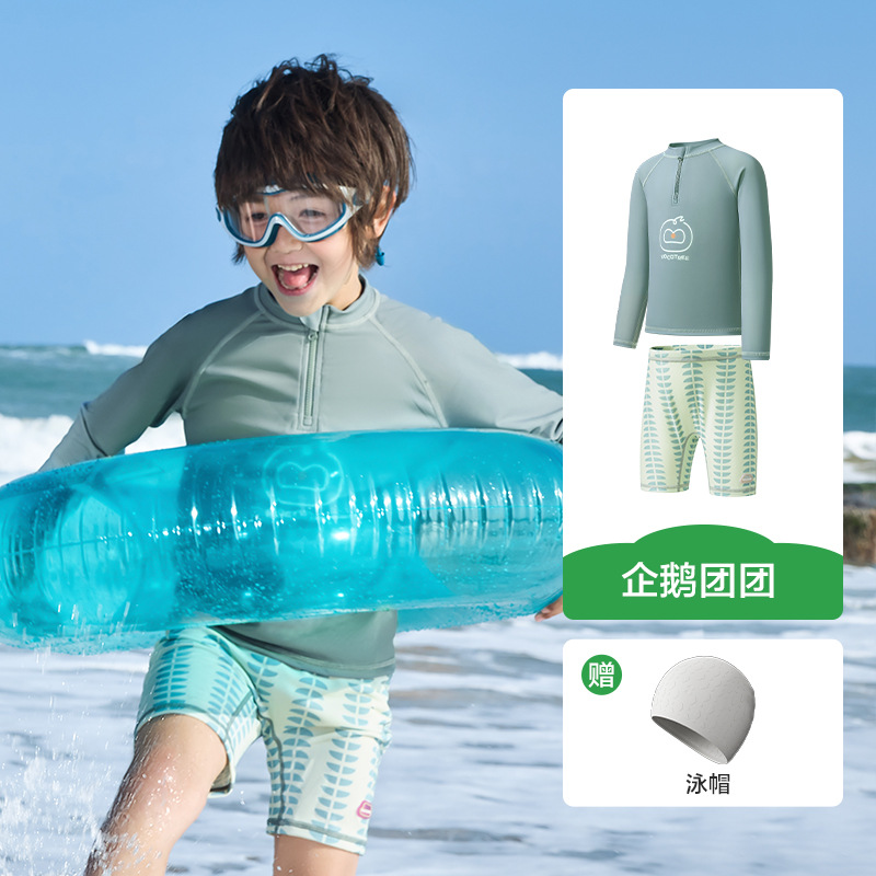 KK árbol traje de baño de bebé dividido de manga larga protector solar bañador para niños traje de baño niño niña 2025 nuevo
