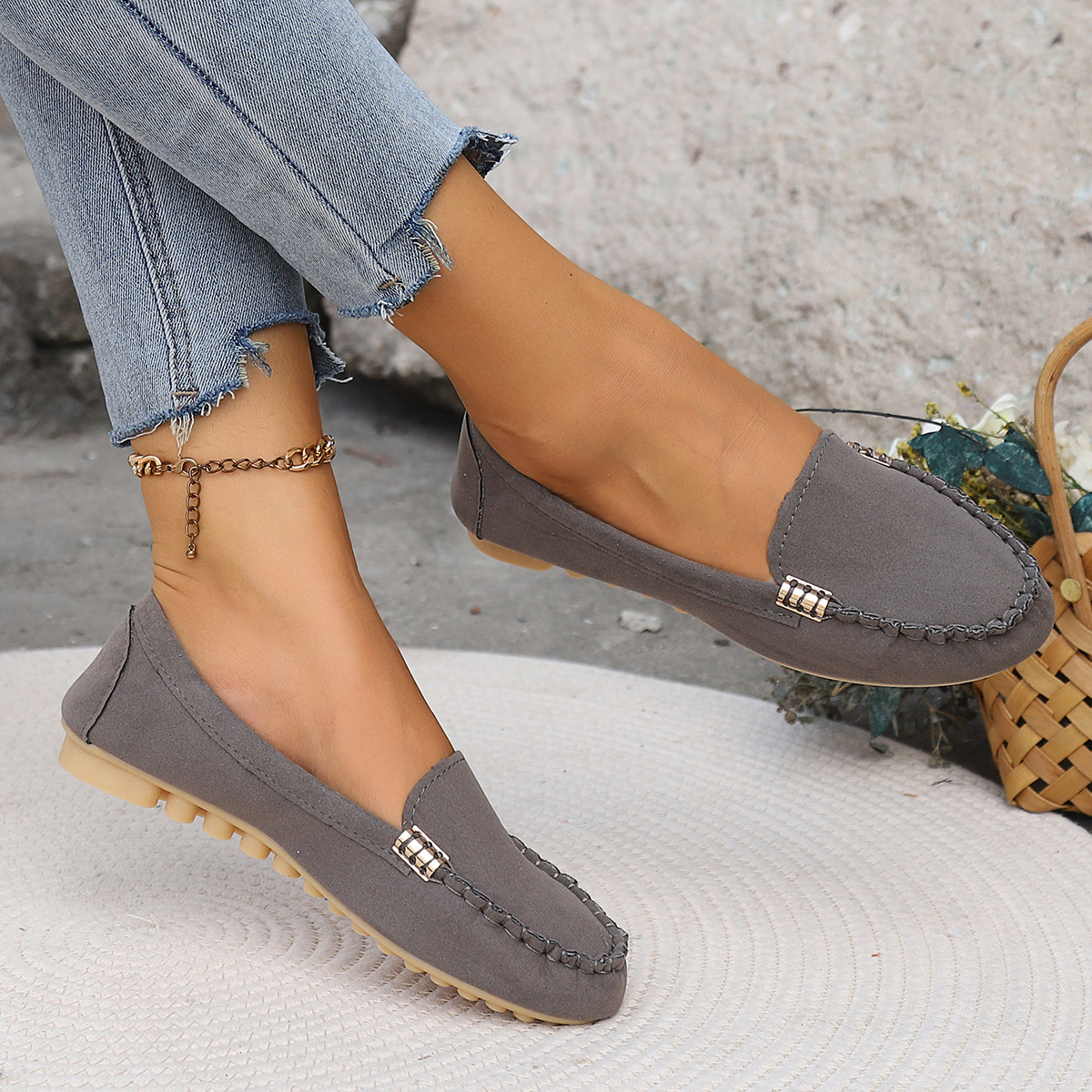 Lågskurna sommarskor för damer med rund tå, vardagsskor, solid vattentät, mjukt läder, bekväma platta skor_voghion.com