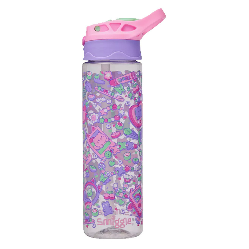 Taza de agua con pajita smiggle australiana Taza ligera y transparente para niños y niñas Taza de agua de 650ml de gran capacidad