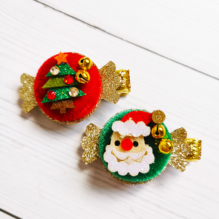 Christmas Festival Christmas Tree, Santa Claus Pattern Fashion Christmas Tree Santa Claus Cloth Hair Clip 1 Piece