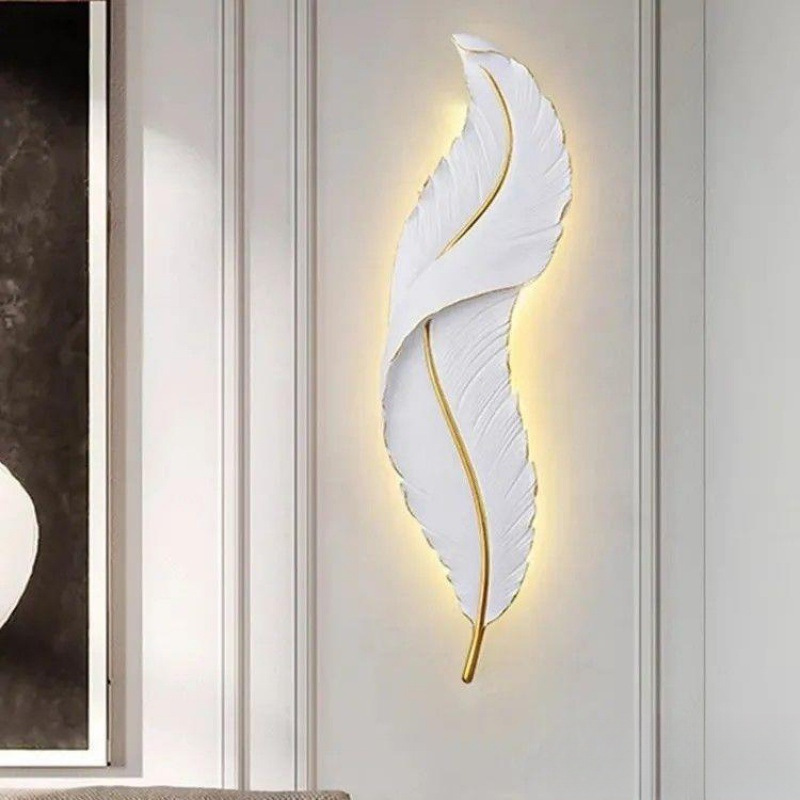 Feather Wall Lamp, Trendy Living Room Background Decorative Wall Lamp, Light Luxury Home Bedroom Creative Bedside Lamp, Modern Entryway Lamp Feather Wall Lamp, Trendy Living Room Background Decorative Wall Lamp, Light Luxury Home Bedroom Creative Bedside Lamp, Modern Entryway Lamp