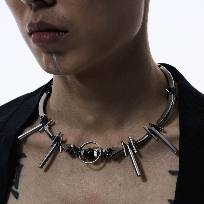 2026 New Style Dark Punk High-End Armor-Inspired Mechanical Punk Beaded Unisex Necklace Clavicle Chain Jewelry 2026 New Style Dark Punk High-End Armor-Inspired Mechanical Punk Beaded Unisex Necklace Clavicle Chain Jewelry