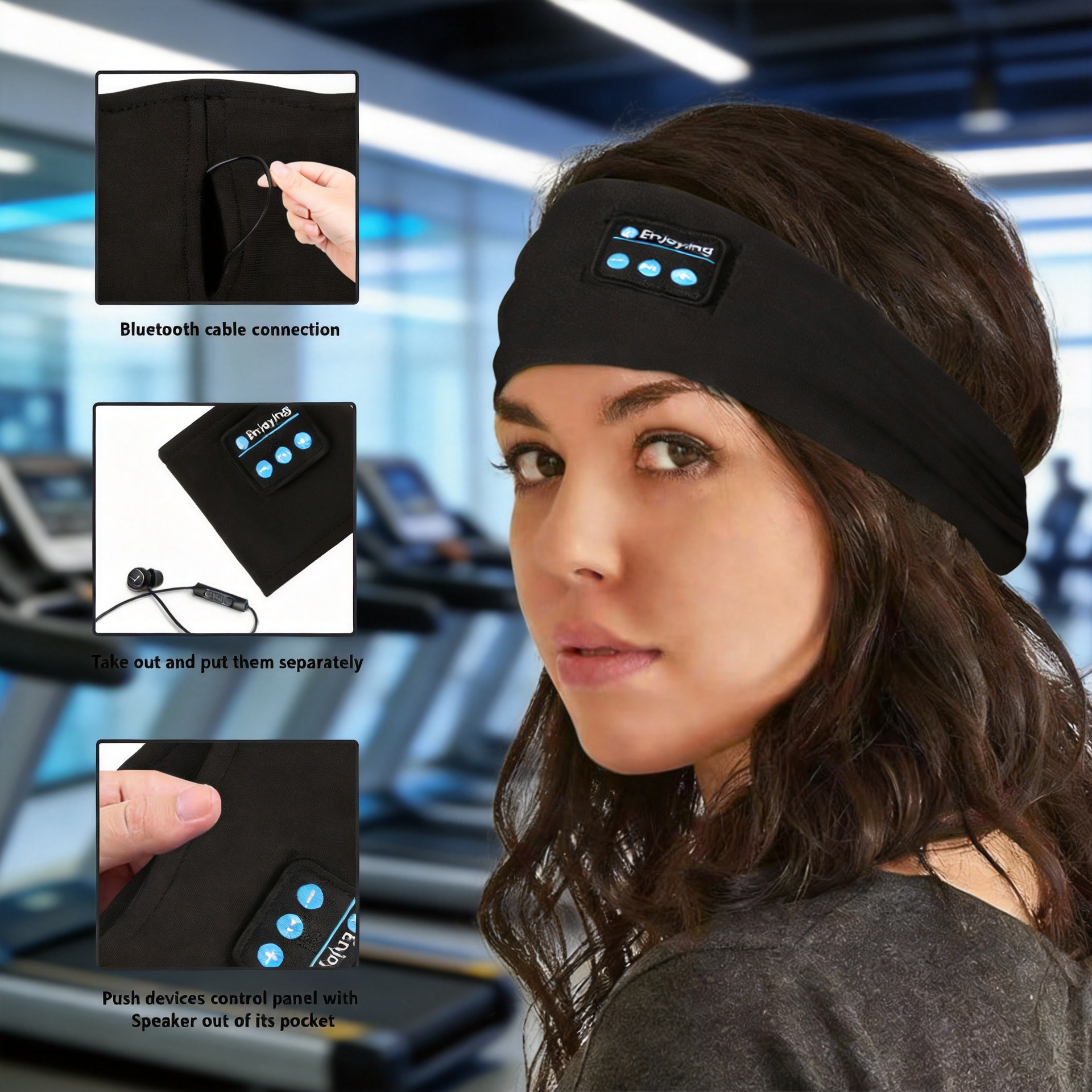 Running Bluetooth Music Sports Headband Wireless Noise-Cancelling Sweat-Proof Breathable Lightweight Headphones