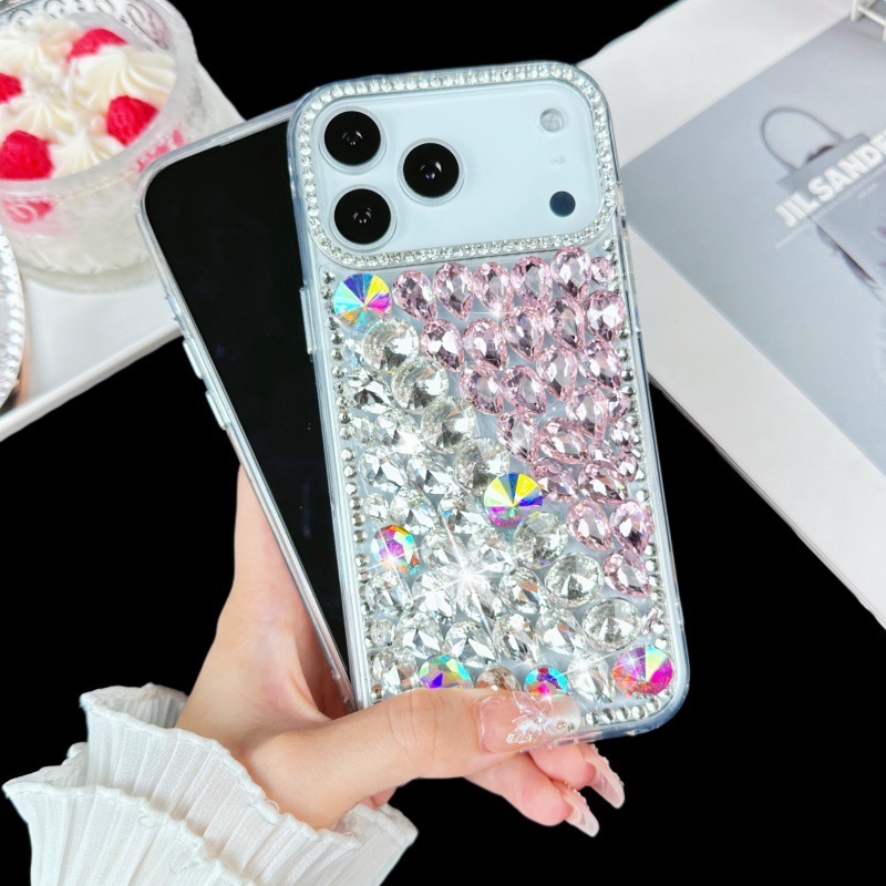 适用iphone17ProMax苹果手机保护套满钻拼色iphone17Pro手机轻奢|undefined