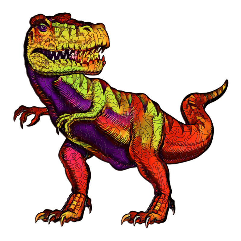 Especial en forma de rompecabezas de madera León búho Lobo Tyrannosaurus animal transfronterizo rompecabezas irregular bloques de construcción de los niños de juguete