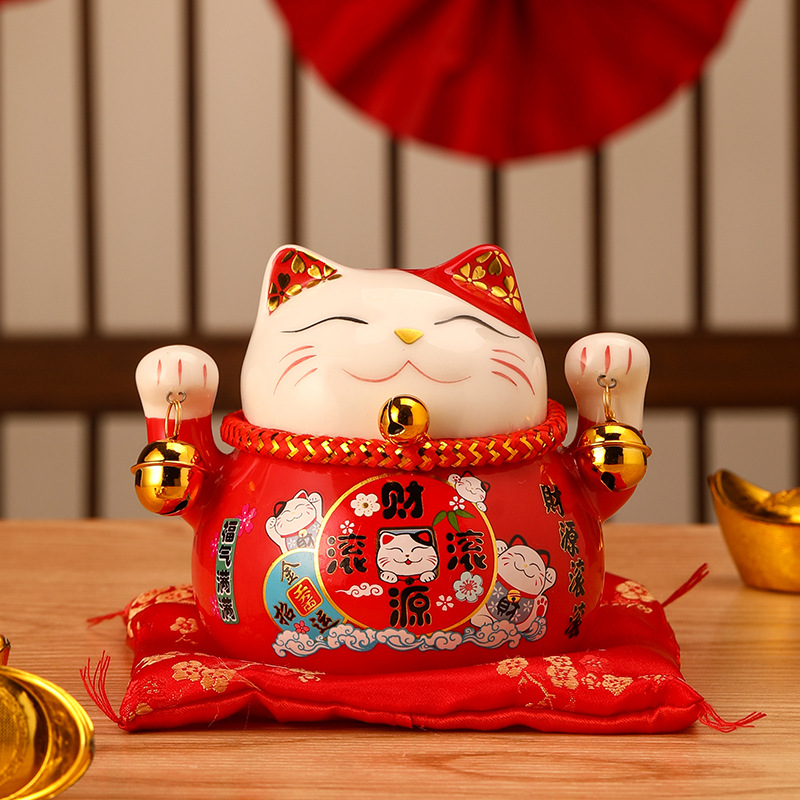 Lucky Cat Creative Ceramic Home Decor Small Lucky Cat Money Bank Savings Bank Car Decor Bookshelf Ornament