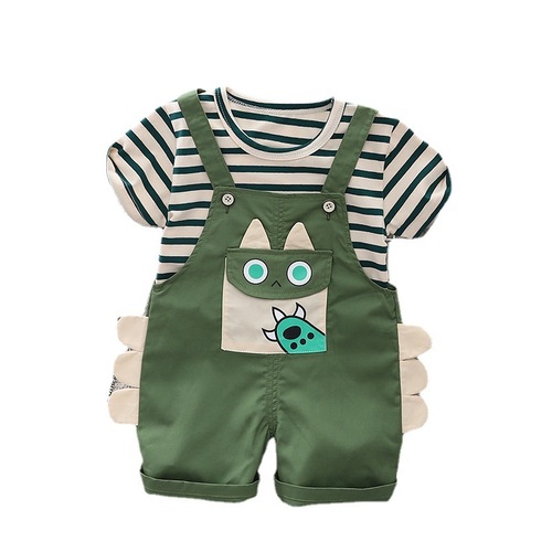 Boy's Striped Cartoon Beloved Set Summer  New Style Stylish Children's Clothes Infant Cool Kids' Outfit Baby