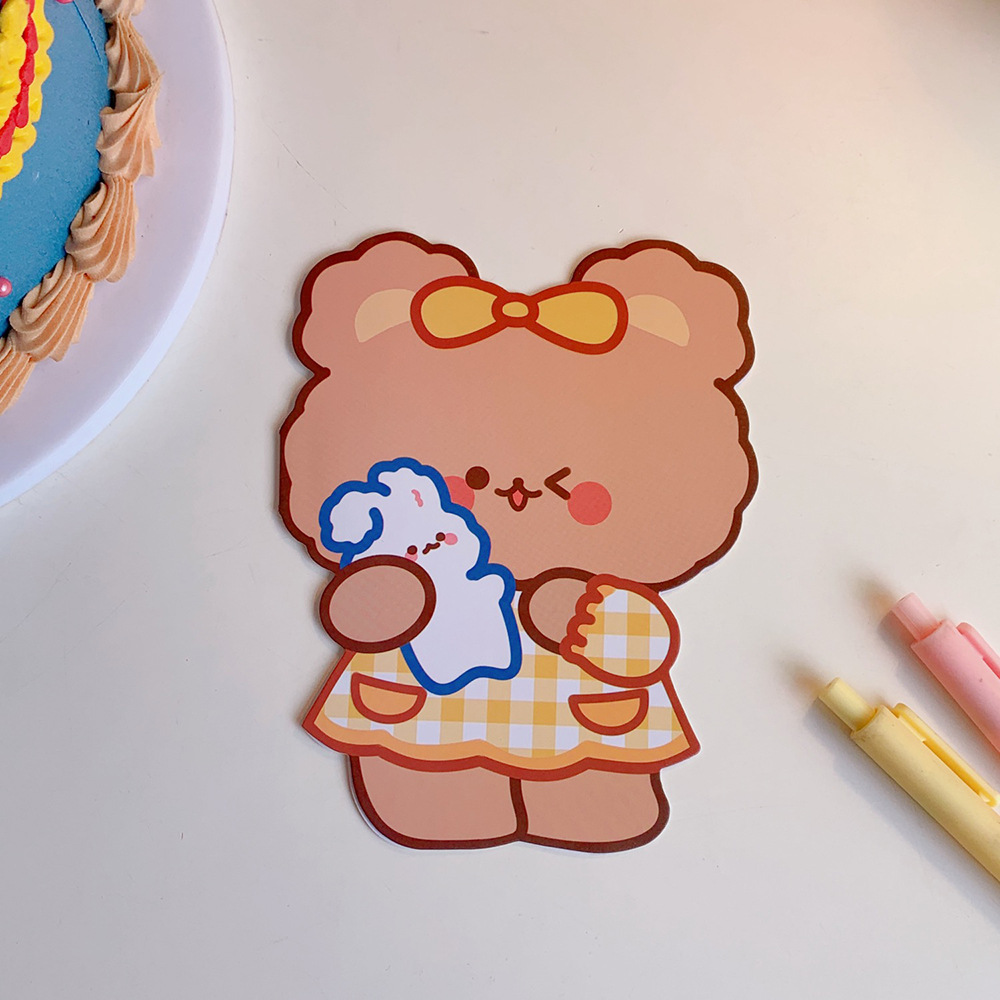 Cute Bear Birthday Girl Heart Creative Cartoon Handwritten Greeting Message Card display picture 3