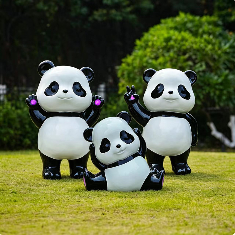Decoração de panda artificial para jardim externo, ornamentos para parque animal, paisagem de pátio, escultura de animal em fibra de vidro.