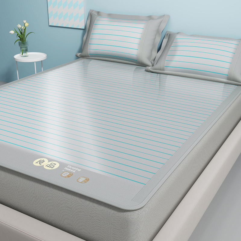 Un juego de sábanas de seda de hielo de clase de tres piezas fresco verano 2025 nueva funda protectora de colchón de verano sábana funda de cama