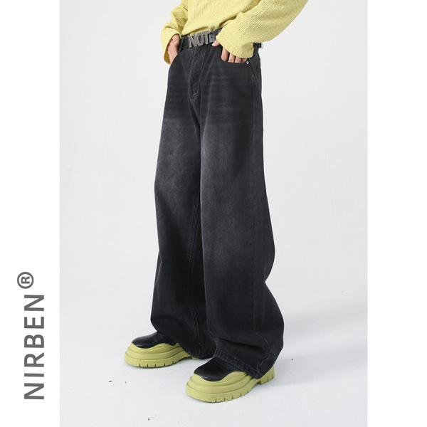 Denim base loose straight jeans