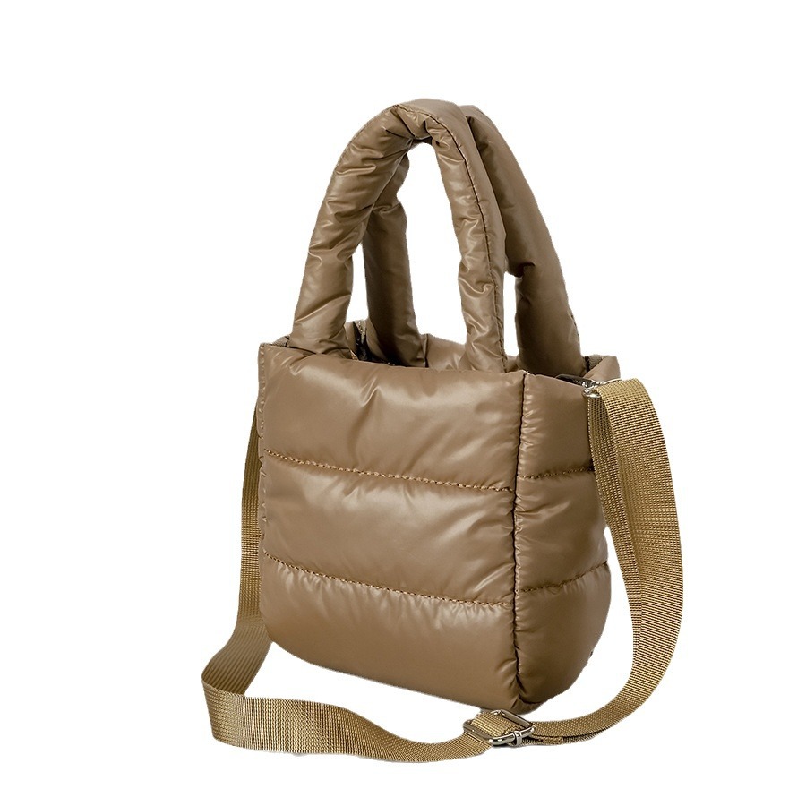 Women's Bags Simple And Lightweight Nylon Down Bag For Women, Personalized Small Cotton Handbag, Versatile Sewing Shoulder Messenger Bag_voghion.com