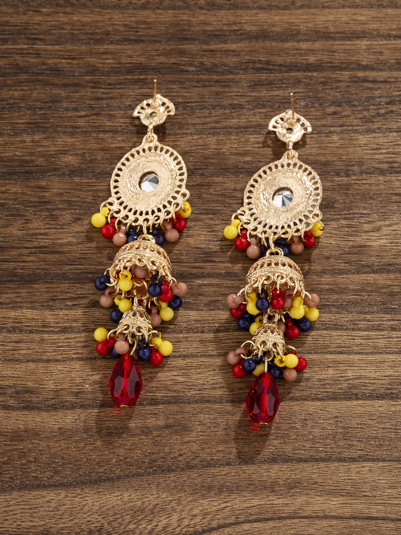 37g Weight Acrylic, Gem Inlay Material Drop Earrings Classification 1 Pair Quantity Daily, Street Occasion Alloy Material Round, Bell Pattern Women's Gender Pearl, Plating, Inlay Design Retro Style 1 Pair Retro Round Bell Pearl Plating Inlay Alloy Acrylic Gem Drop Earrings 9