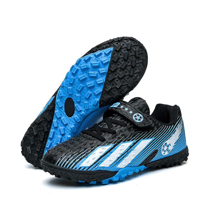 Tenis de Fútbol Infantil Turf de Caucho y TPU con Amortiguación y Cierre de Velcro para Césped Natural y Artificial