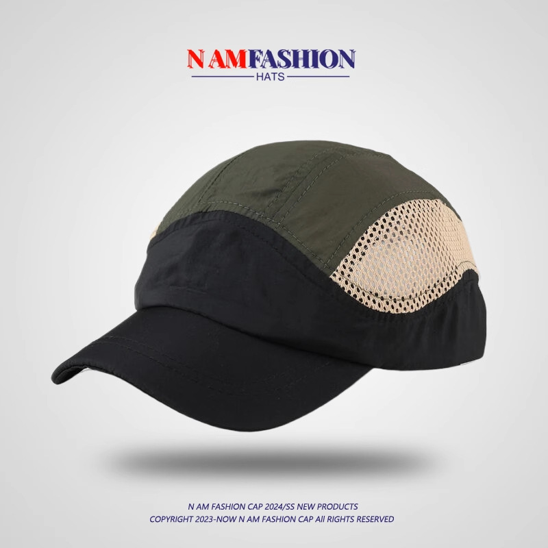 Sombrero de borde corto de secado rápido retro japonés de color para hombres y mujeres sombrero de malla transpirable al aire libre sombrero profundo mostrando la cara pequeña hebilla de cinco piezas sombrero de verano