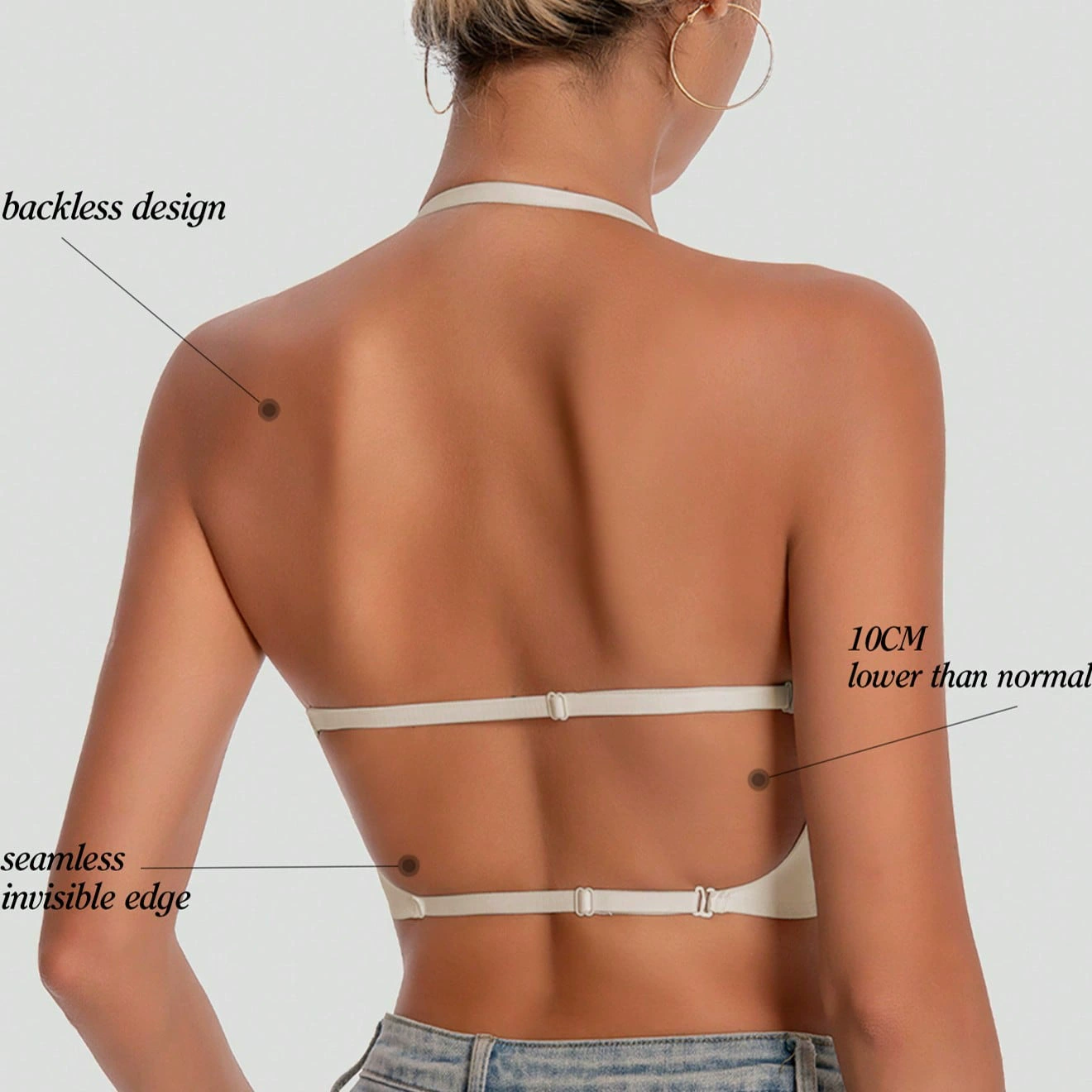 إUnderwear, push up bra, top with cups, European style, backless, beautiful back
