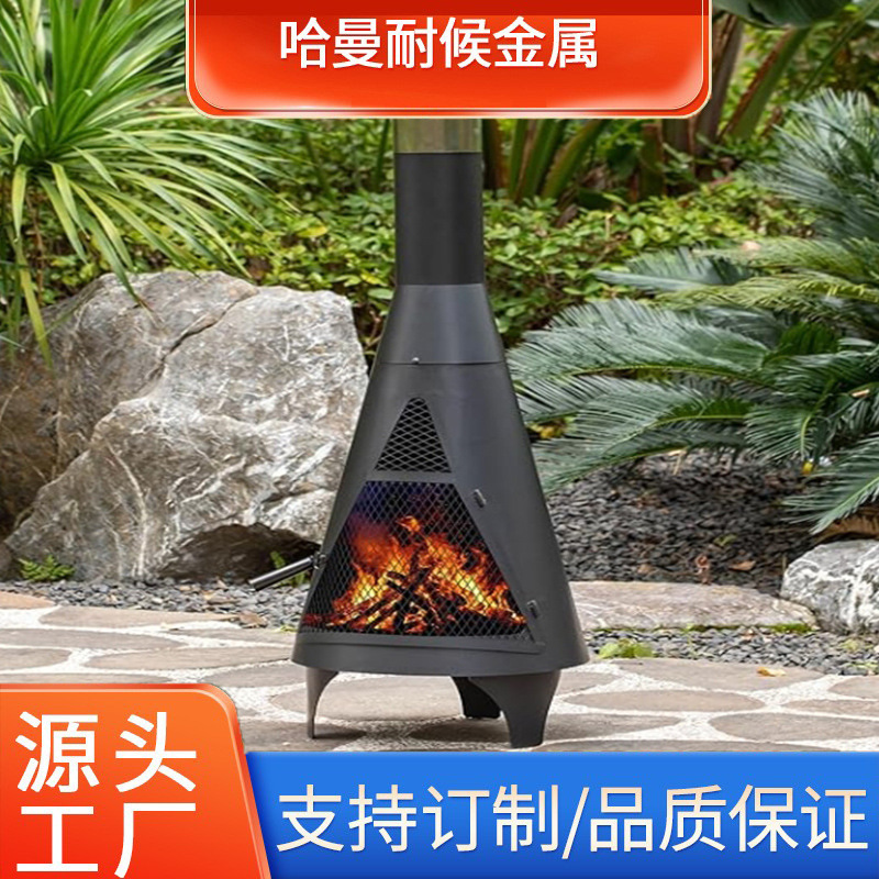耐候钢火炉户外出口取暖炉 碳钢大型家用别墅庭院烧烤木柴烤火炉