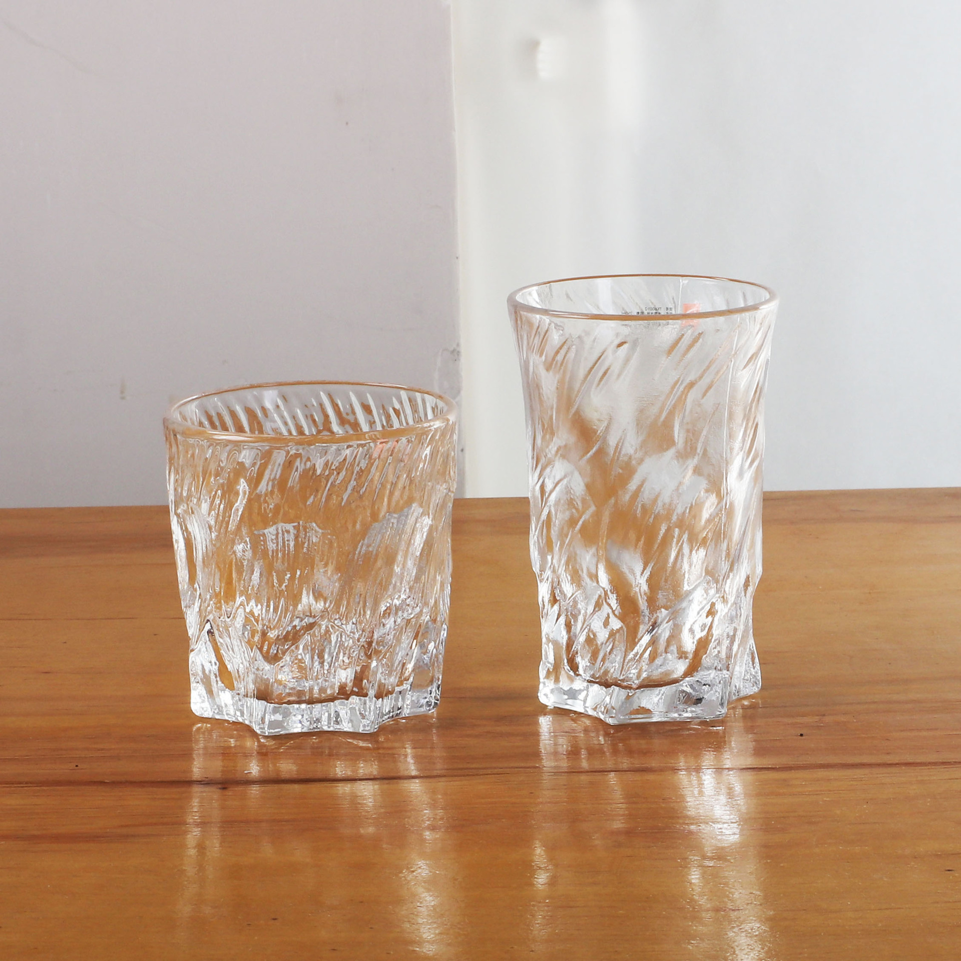 일본식 프로스트 아이스 오리지널 트위스트 컵 두꺼운 유리 빙하 패턴 물 컵 티 컵 위스키 와인 유리 식기