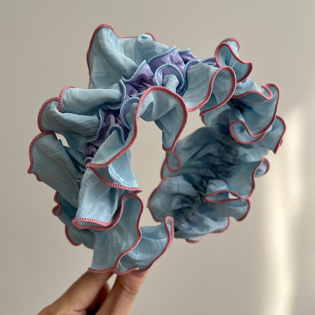 褶皺發箍韓國高級感髮飾法式荷葉寬頭箍洗臉高顱頂春新款發窟批發