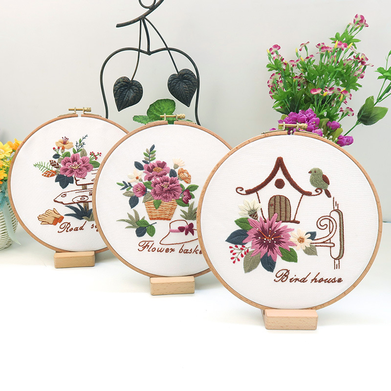 2021新款diy手工初学刺绣欧式布艺简单立体丝带绣材料包