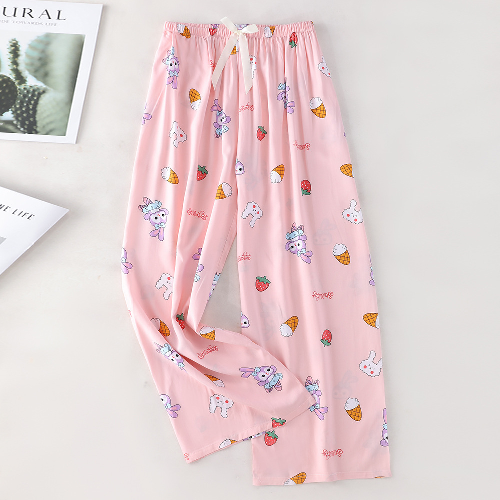 Pantalones de pijama de algodón de verano sueltos para mujeres embarazadas pantalones de piernas anchas colgantes sensación de nueve pantalones para el hogar se pueden usar fuera