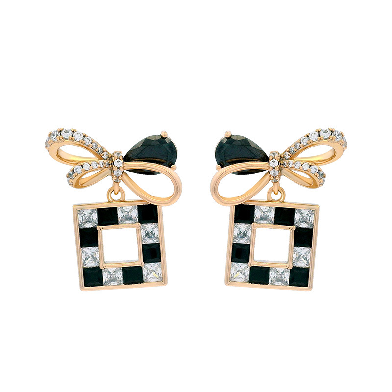 Xuping caibao serie arco caja de regalo pendientes dulce fresco francés retro elegante luz lujo nicho diseño alto sentido