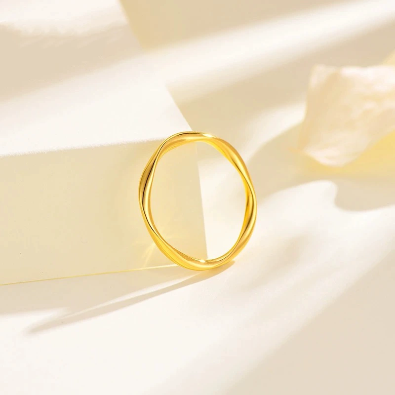 Кольцо Мёбиуса из золота 18 карат au750, цветное золото, неформованное простое кольцо, модный горячий стиль, золото Shuibei