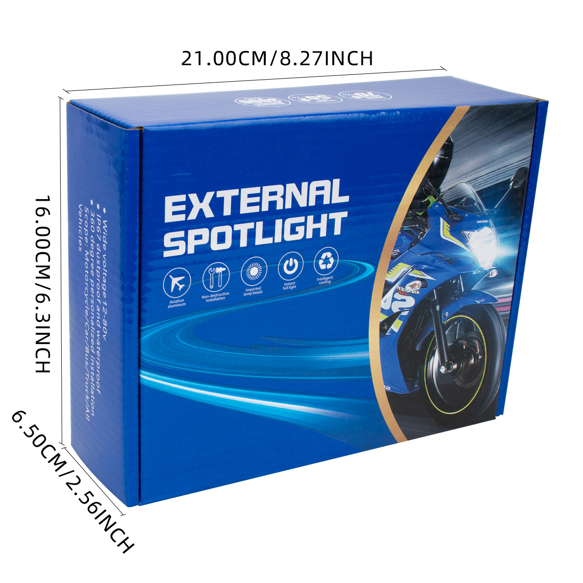 Cross-Border Motorcycle Electric Vehicle Led Spotlight Yellow and White High and Low Beam External Modified Headlight Semi-Aluminum Strong Light