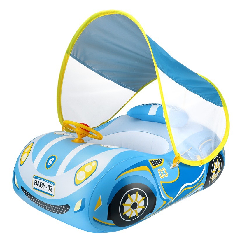 Flotador infantil Swimbobo, flotador con forma de coche para exteriores con parasol, flotador inflable engrosado para bebés al por mayor