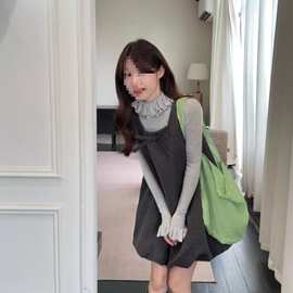 花边立领打底衫女秋季2025新款法式气质蝴蝶结方领花苞连衣裙套装