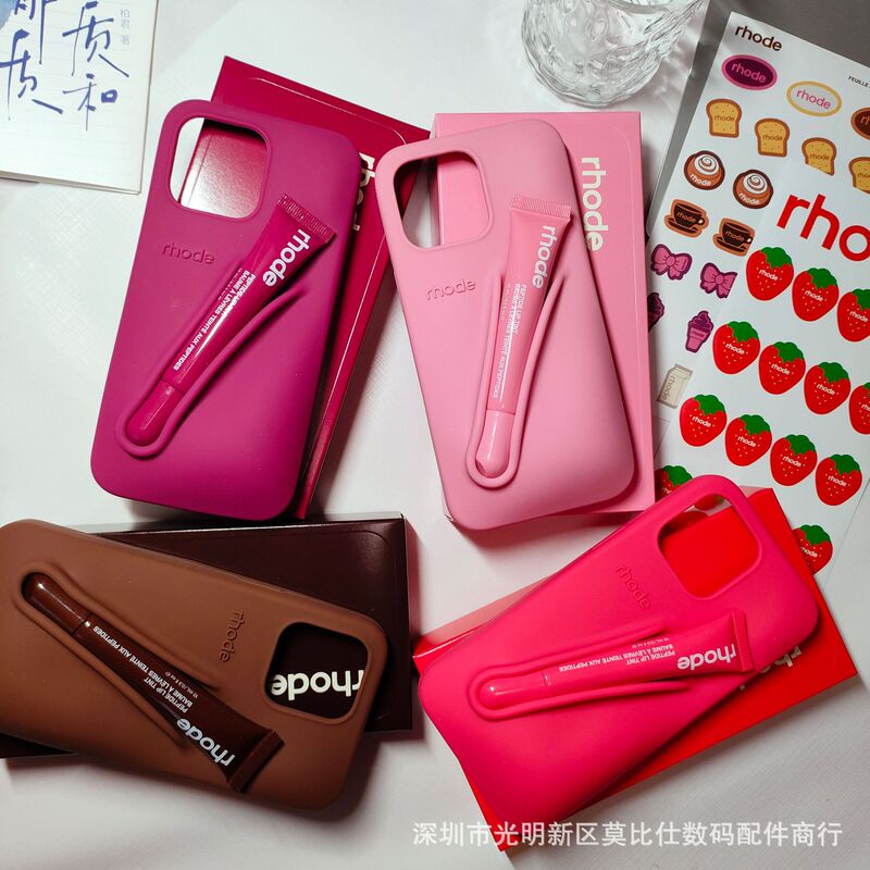 High Version 3-Piece Set Rhode Hailey Lipstick Suitable for Apple Iphone14 15 16Promax Mobile Phone Case 14