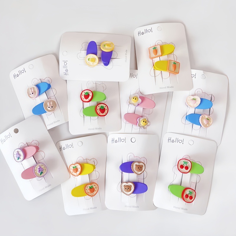 韩版可爱卡通儿童发夹头饰小女孩刘海碎发侧边夹花朵水果对夹发卡