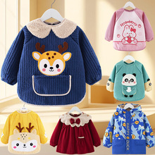 宝宝罩衣围兜婴儿防水吃饭反穿衣长袖秋冬儿童围裙幼儿园护衣围衣