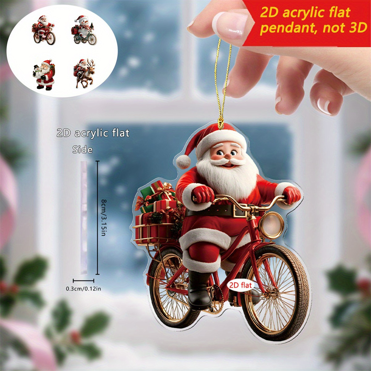 Nuevos productos transfronterizos Santa decoración colgante de Navidad árbol de Navidad decoración para el hogar colgante acrílico 2D image 3