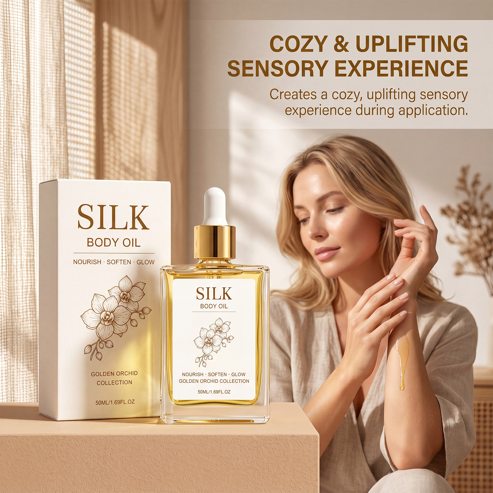 Mild Body Oil, Comfortable on the Skin, Clear and Non-Sticky Texture, Softens the Skin, Easily Absorbed, Fresh and Refreshing